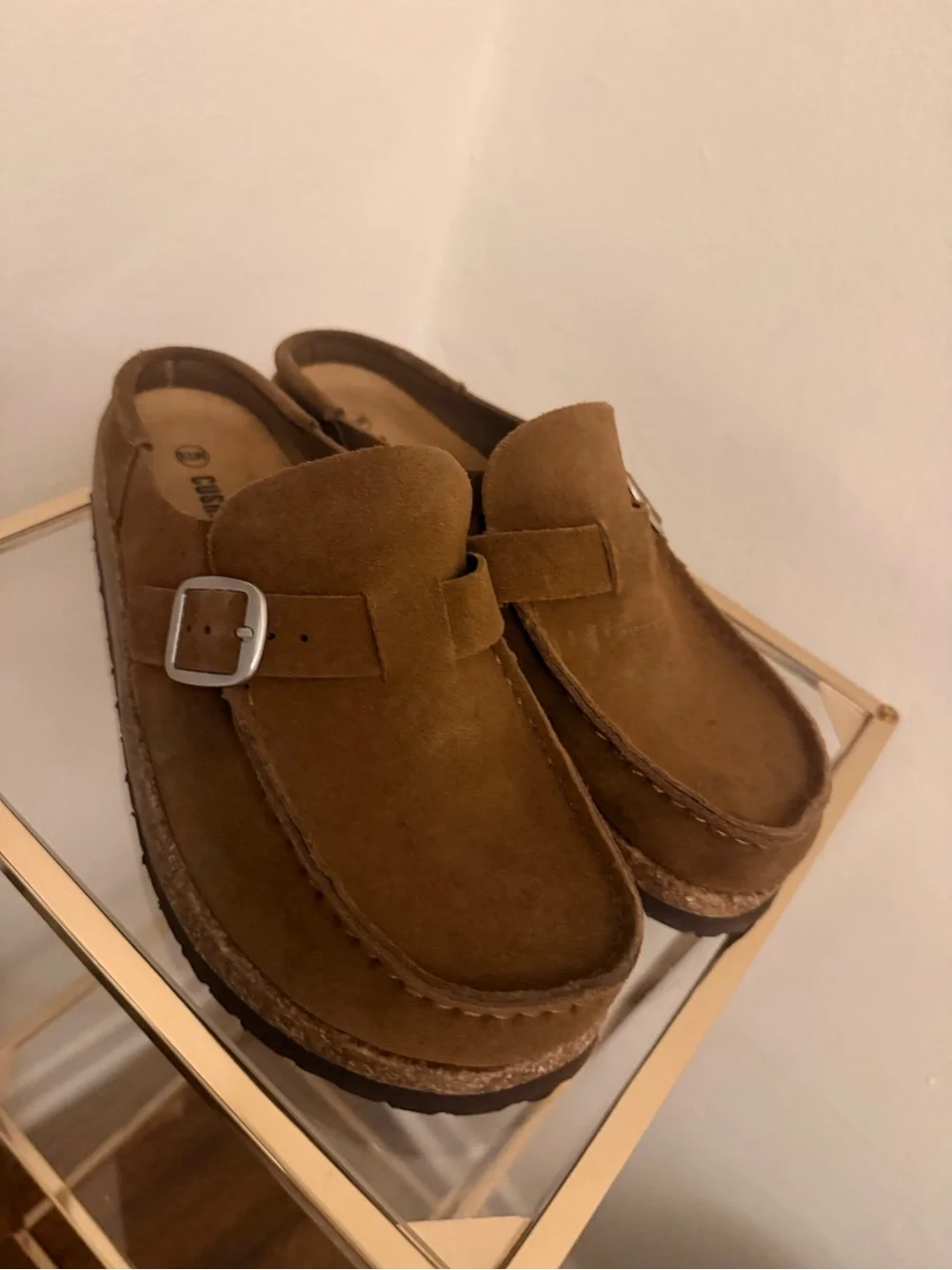 Cushionaire Suede Buckle Mules in Tan-Brown - Picture 5 of 5